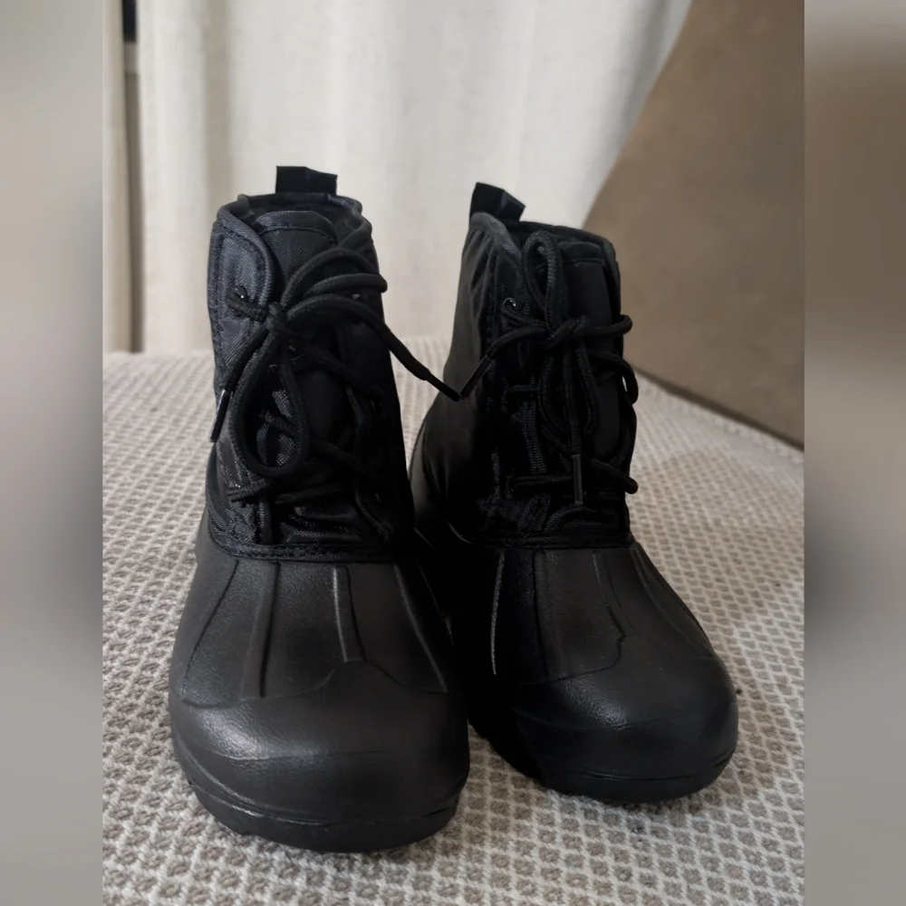 Kids Black Lace-Up Snow Boots